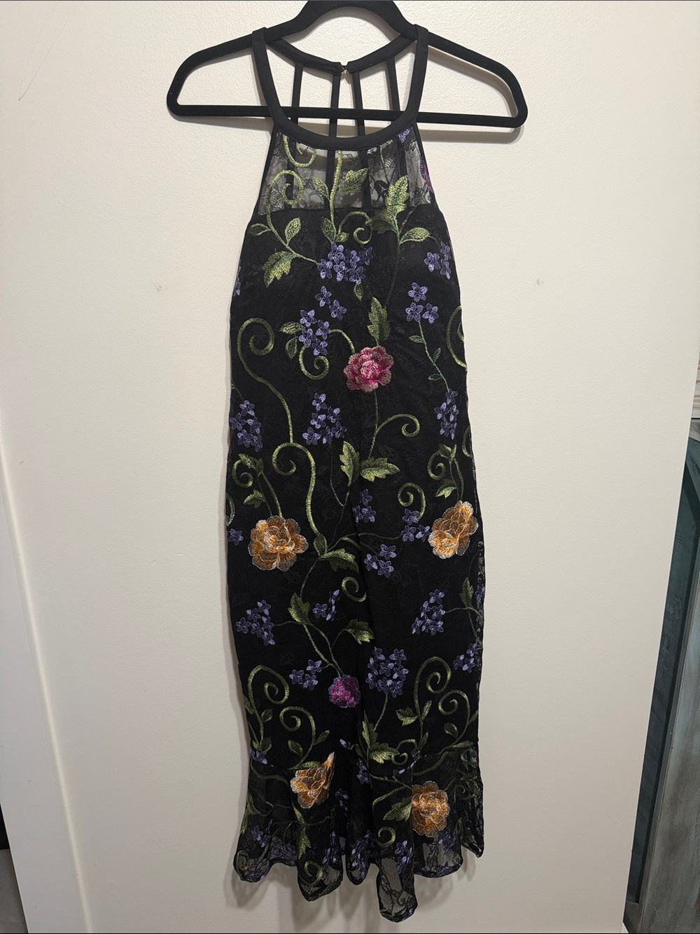 Siena Floral Embroidered Mesh Sheath Whimsical Dress 12